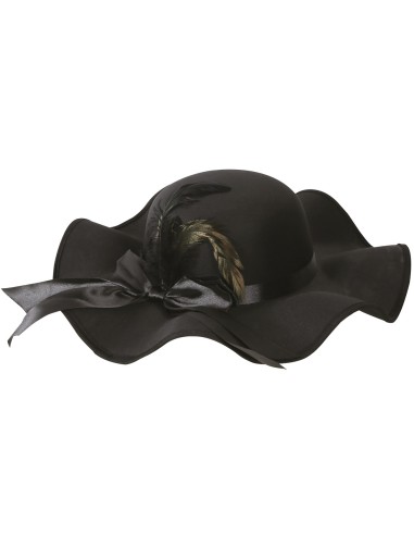 Cappello nero da dama con piume e fiocco elegante per costumi vintage