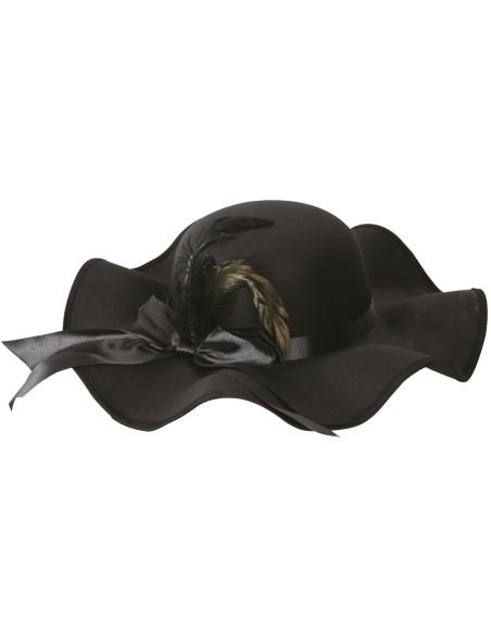 Cappello nero da dama con piume e fiocco elegante per costumi vintage