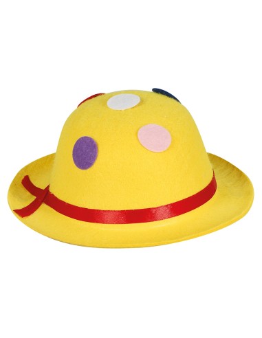 Due clown con mini bombette colorate in feltro, parrucche verdi e trucco colorato per feste
