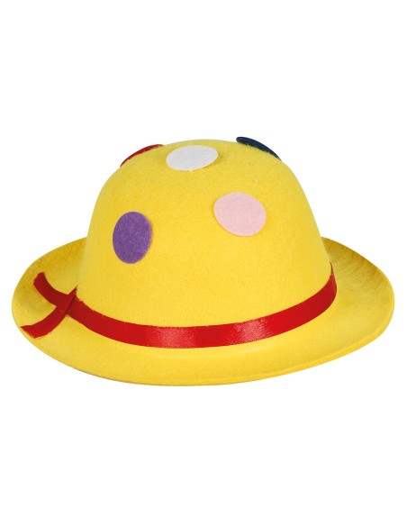 Due clown con mini bombette colorate in feltro, parrucche verdi e trucco colorato per feste