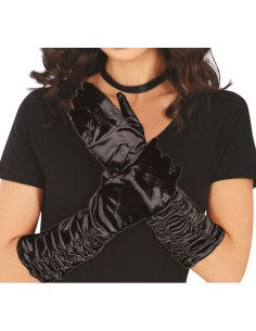 GUANTI DRAPPEGGIATI NERI 40 CM