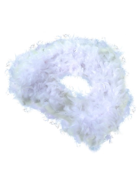 Boa di piume bianche 40gr indossato da modella per costume vintage anni 20 Charleston teatro