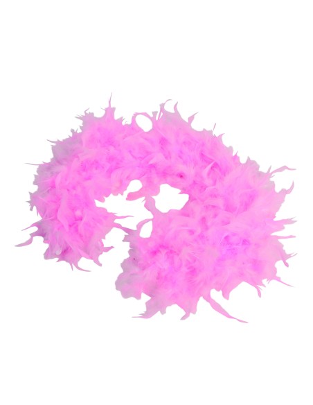 Boa di piume rosa indossato da donna bionda per festa glamour accessorio costume
