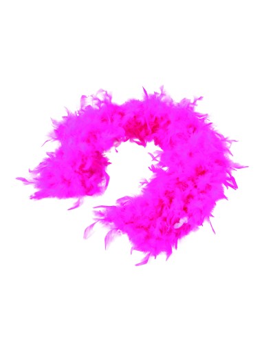 Boa di piume fucsia indossato da donna bionda per costume di Carnevale o spettacolo teatrale