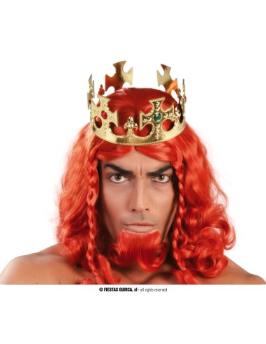 Corona dorata da re con decorazioni ornamentali elaborate per costumi e travestimenti regali