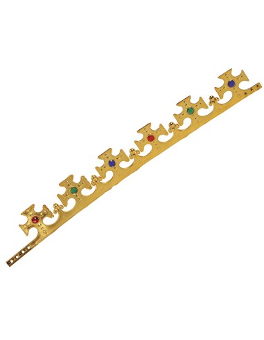 Corona dorata da re con decorazioni ornamentali elaborate per costumi e travestimenti regali