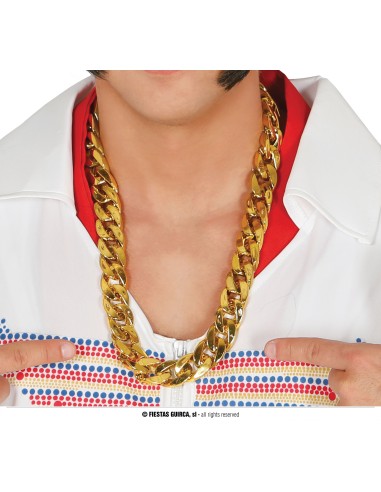 Catena dorata spessa con maglie larghe accessorio costume anni 70 vintage disco