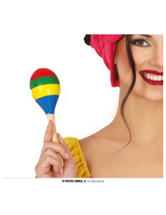 MARACAS MULTICOLORE IN LEGNO 20 CM
