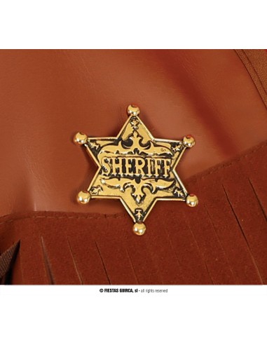 Stella da sceriffo dorata in metallo con scritta Sheriff per costume western