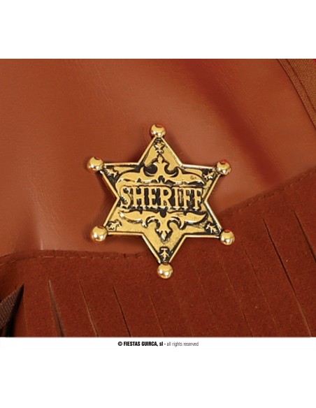 Stella da sceriffo dorata in metallo con scritta Sheriff per costume western