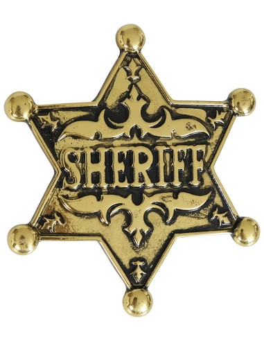 Stella da sceriffo dorata in metallo con scritta Sheriff per costume western