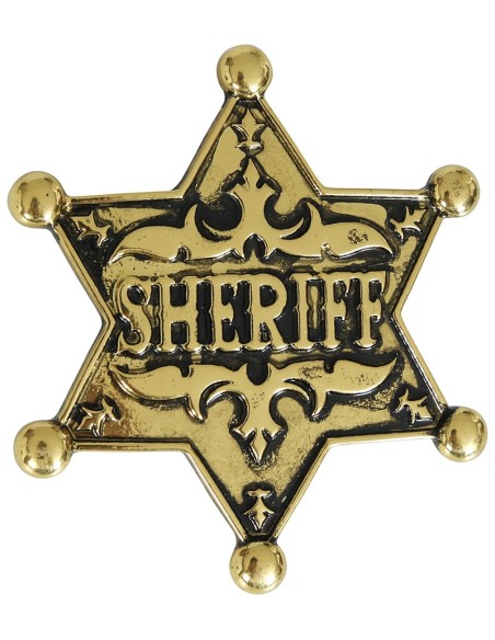 Stella da sceriffo dorata in metallo con scritta Sheriff per costume western