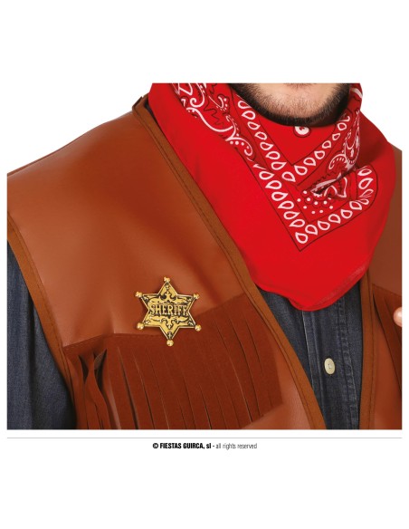 Stella da sceriffo dorata in metallo con scritta Sheriff per costume western