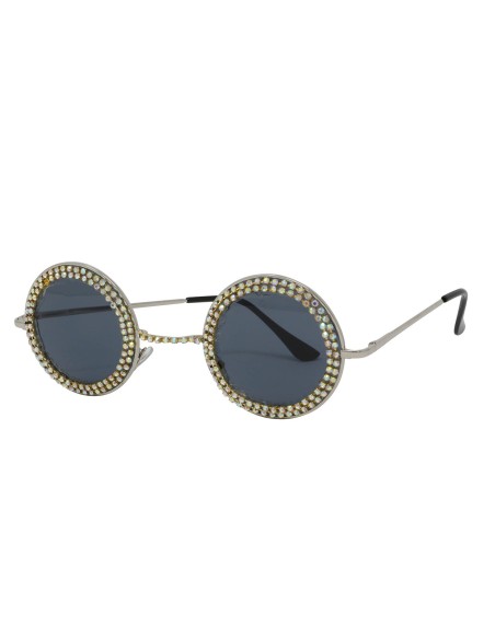 Occhiali rotondi con brillanti decorativi stile anni 60 hippie per feste a tema