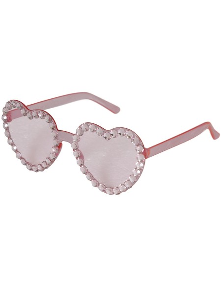 Occhiali a cuore rosa con strass brillanti indossati da donna per costume anni 70