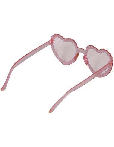 Occhiali a cuore rosa con strass brillanti indossati da donna per costume anni 70