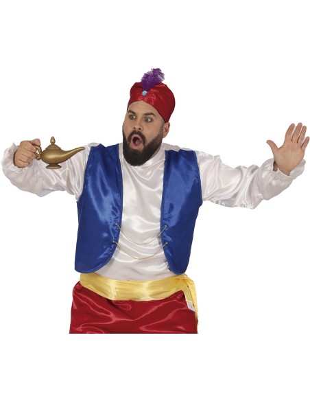 Lampada del genio dorata 22 cm accessorio costume Aladino feste a tema orientale