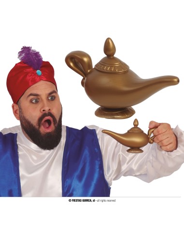 Lampada del genio dorata 22 cm accessorio costume Aladino feste a tema orientale