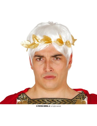 Corona dorata Cesare con foglie di alloro per costume imperatore romano uomo