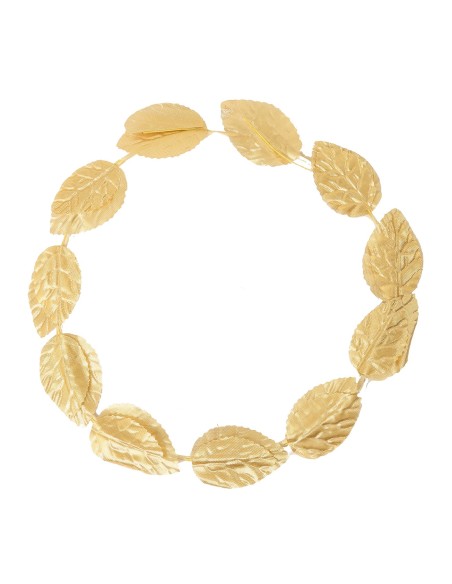 Corona dorata Cesare con foglie di alloro per costume imperatore romano uomo