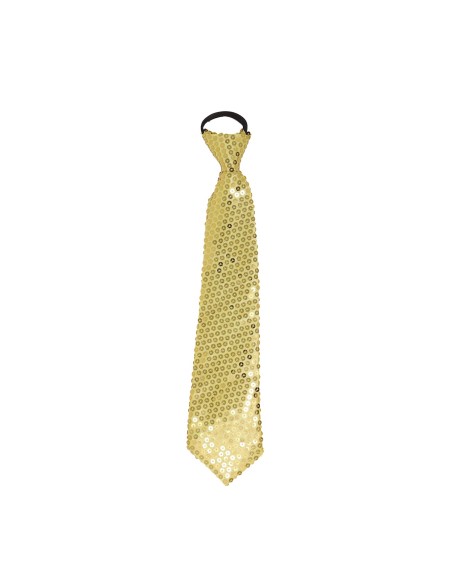 Cravatta dorata con paillettes scintillanti 35 cm per feste ed eventi eleganti