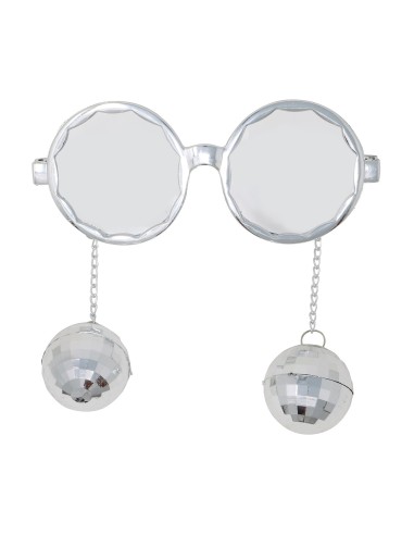 Occhiali vintage argento con sfere decorative stile anni 70 per travestimenti donna