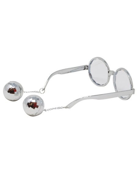 Occhiali vintage argento con sfere decorative stile anni 70 per travestimenti donna