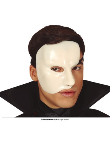 Maschera bianca mezzo viso indossata per teatro e commedia dell'arte italiana