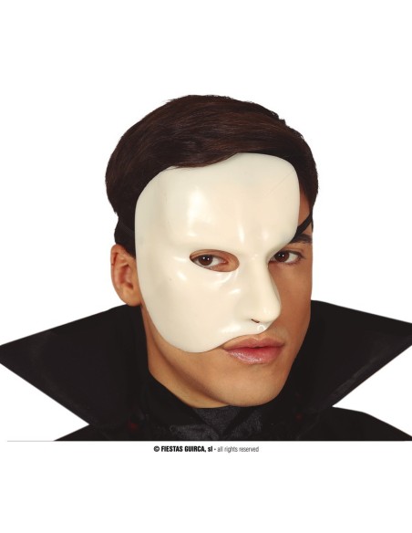 Maschera bianca mezzo viso indossata per teatro e commedia dell'arte italiana