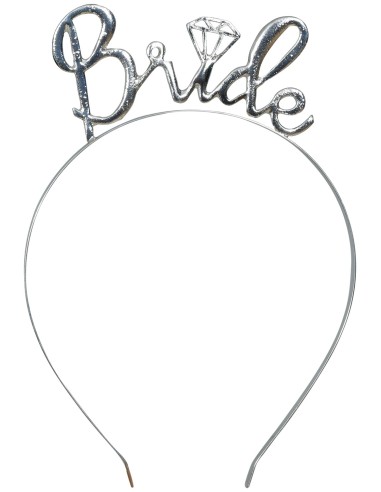 Cerchietto da sposa argento con scritta Bride in metallo brillante per matrimonio