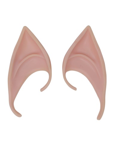 Orecchie appuntite da elfo applicate su donna con fiore tra i capelli per costume fantasy