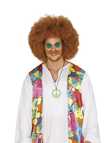 Occhiali hippie tondi con lenti verdi e montatura dorata per costume anni 70 retrò vintage