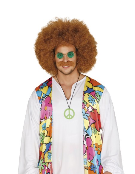 Occhiali hippie tondi con lenti verdi e montatura dorata per costume anni 70 retrò vintage