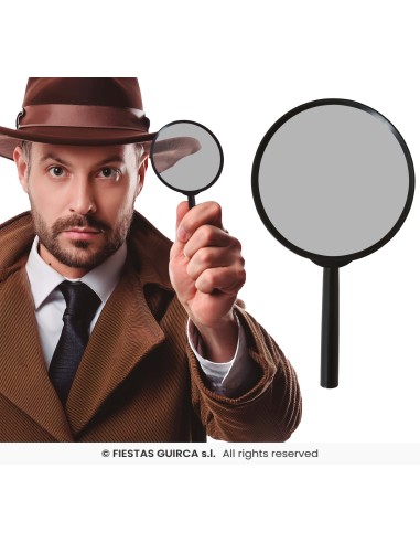 Uomo con cappello e lente d'ingrandimento da detective 16 cm per travestimenti investigatore