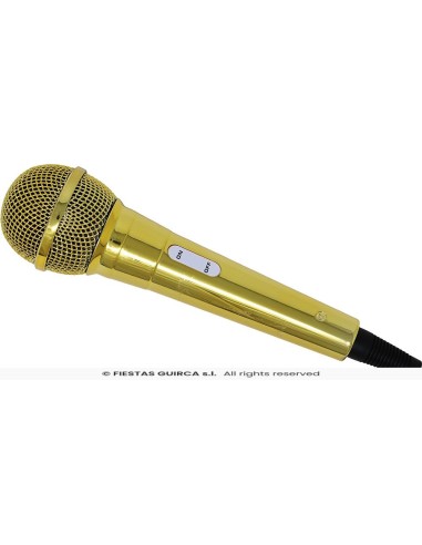 Microfono dorato lucido da 20 cm con griglia per costumi da cantante pop star karaoke