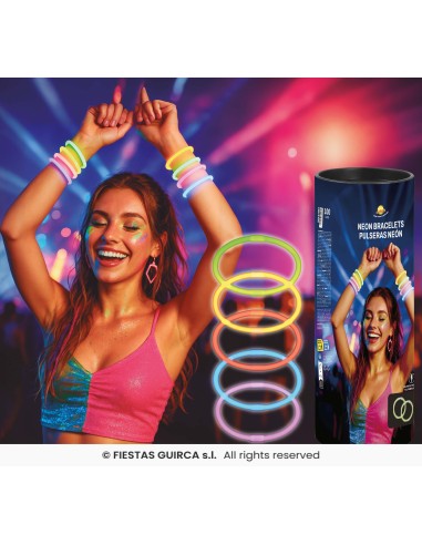 100 braccialetti luminosi neon colorati rosa azzurro arancione giallo verde per feste