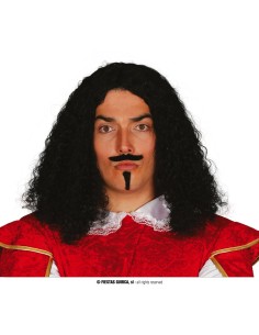 Parrucca/baffie pizzetto nera ignifuga scatola