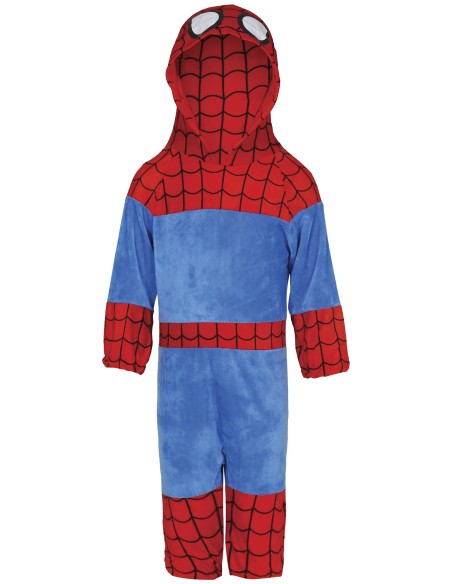 Costume Baby Spider-Man rosso e blu con cappuccio per bambini 2-3 anni supereroe Marvel