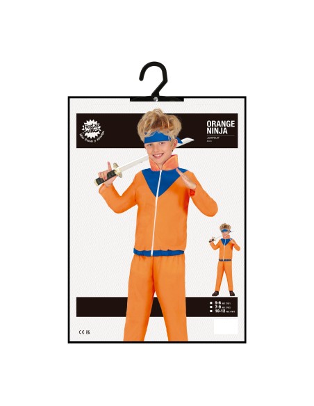 Costume Naruto bambino con tuta arancione blu e fascia ninja per cosplay anime