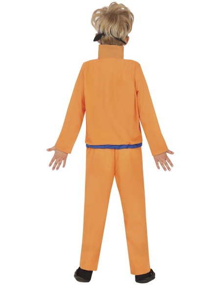 Costume Naruto bambino con tuta arancione blu e fascia ninja per cosplay