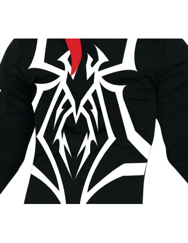 Costume Venom bambino nero con simbolo ragno bianco e maschera con denti per Halloween