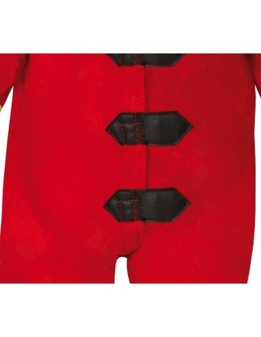 Costume da pompiere rosso per bambino con cappello, tuta con strisce catarifrangenti e bottoni neri