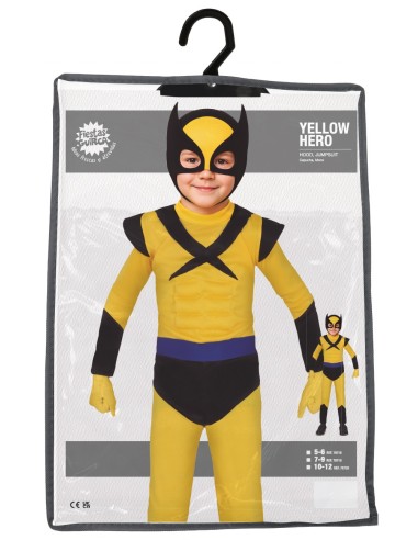 Costume Wolverine bambino giallo e nero con maschera e tuta integrale supereroe Marvel