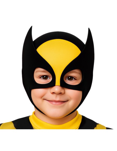 Costume Wolverine bambino giallo e nero con maschera per feste a tema supereroi