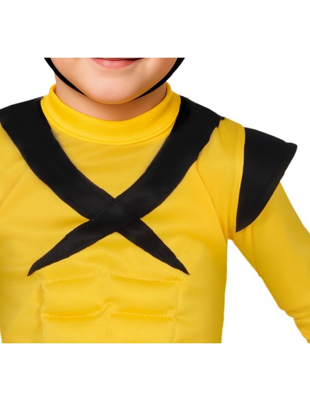 Costume Wolverine bambino giallo e nero con maschera per feste a tema supereroi