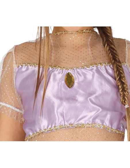 Costume principessa del deserto bambina viola oro con top pantaloni e fascia capelli