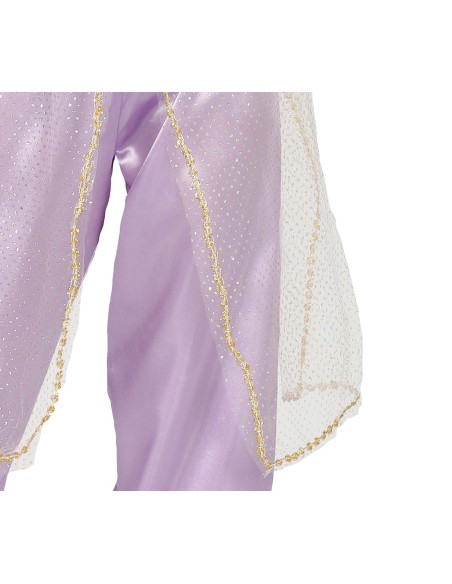 Costume principessa del deserto bambina viola oro con top pantaloni e fascia capelli