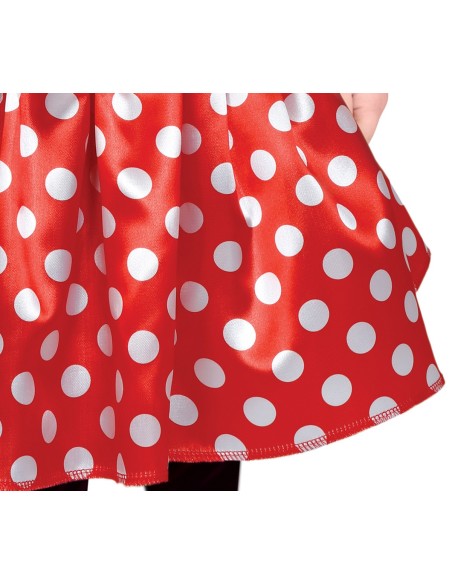 Costume baby Minnie Mouse rosso e nero con orecchie, gonna a pois e colletto bianco per bambina piccola
