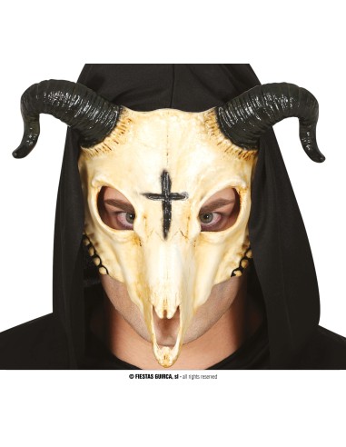 Maschera teschio con corna pvc
