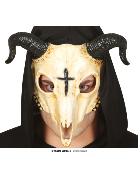 Maschera teschio con corna pvc